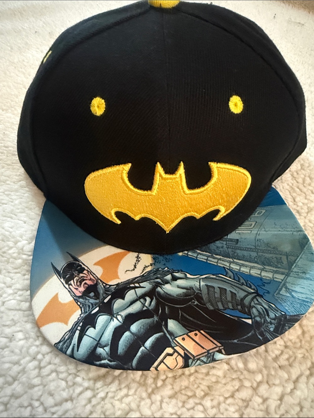 Kids Black and Yellow Batman Logo Cap